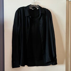 Vince Black Button-Up Shirt and Anatomie Tank Top Set Sz Sm/Md